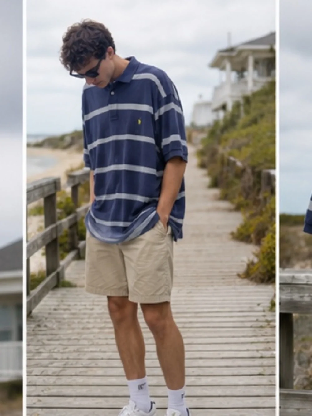 Polo Ralph Lauren Striped Polo Shirt 3XLT Navy Oversized Dadcore Preppy